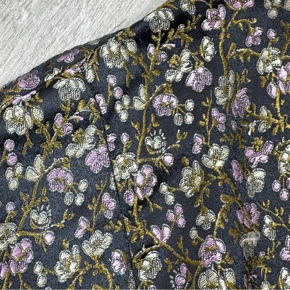 Vintage Allison Taylor Ditsy Floral Satin Brocade Ankle‎ Pants Black Purple 8